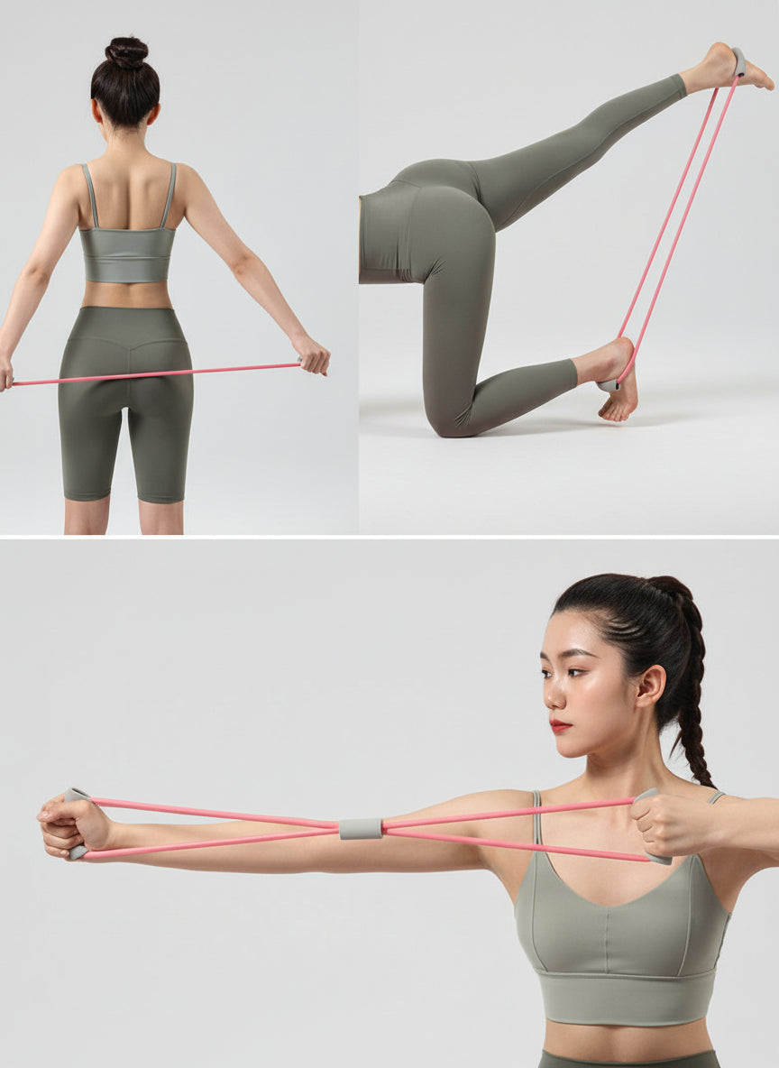 Figure 8 Elastic Band Back Training Elastic Rope Exercise Stretch Rope Training Back Tension Rope Tension Belt Figure 8 Tensioner