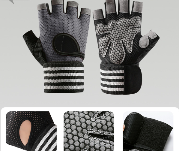 Wear-Resistant Breathable Non-Slip Fitness Gloves, Weightlifting Men's And Women's Half-Finger Gloves
