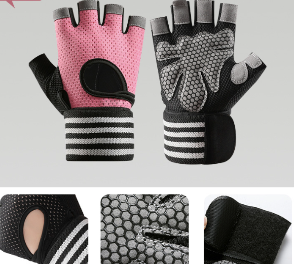 Wear-Resistant Breathable Non-Slip Fitness Weightlifting Half-Finger Gloves