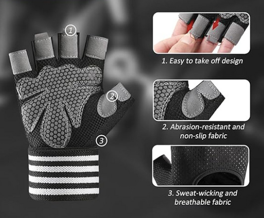 Wear-Resistant Breathable Non-Slip Fitness Weightlifting Half-Finger Gloves